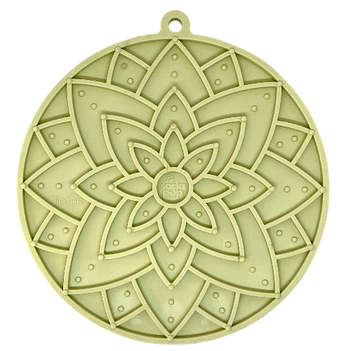 SodaPup Lotus Design emat Enrichment Lick Mat Dogs Cats Suction Cups | USA Made Pastel Green