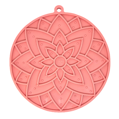 SodaPup Lotus Design emat Enrichment Lick Mat Dogs Cats Suction Cups | USA Made Pastel Pink