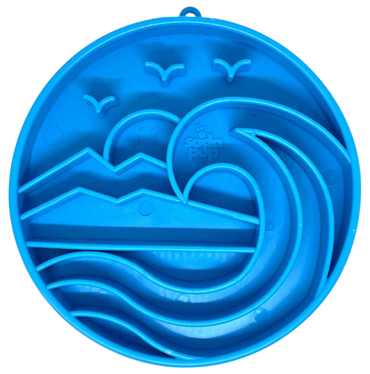 SodaPup Baja Design eTray Shallow Slow Feeder Dog Bowl Enrichment | USA Made Blue