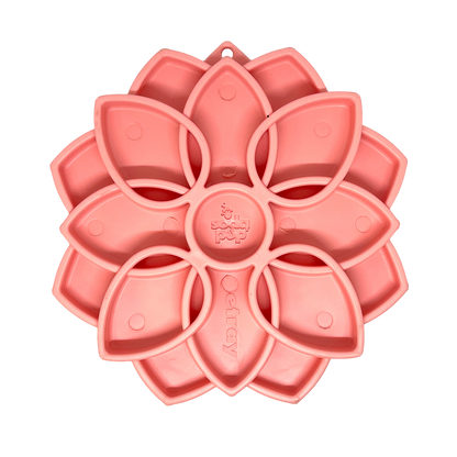 SodaPup Mandala Softie eTray Shallow Slow Feeder Dog Bowl Suction Cups | USA Made Pastel Pink