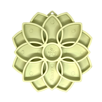 SodaPup Mandala Softie eTray Shallow Slow Feeder Dog Bowl Suction Cups | USA Made Pastel Green
