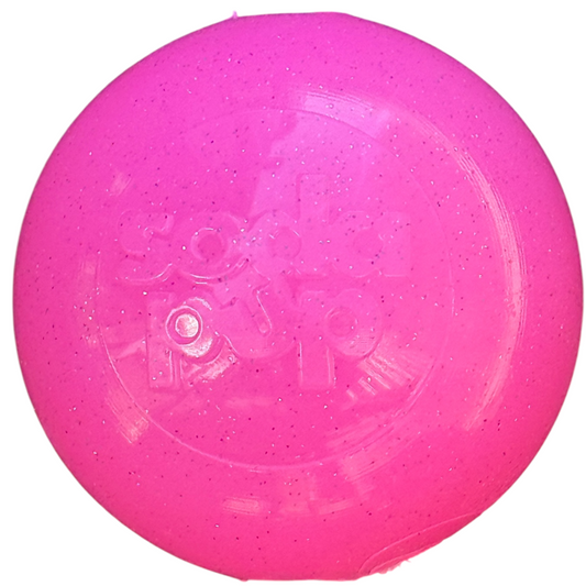 SodaPup Glitter Ball Dog Toy | Soft PUP-X Rubber Floating Fetch Treat Dispenser USA Made Pink