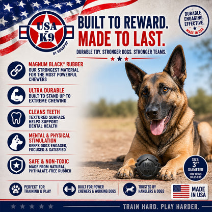 USA-K9 Stars and Stripes Rubber Dog Toy | K9 Handler Reward Toy | Red | USA Made (Copy) - SodaPup/True Dogs, LLC