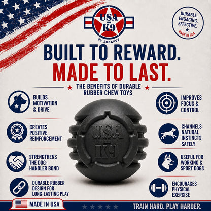 USA-K9 Stars and Stripes Rubber Dog Toy | K9 Handler Reward Toy | Red | USA Made (Copy) - SodaPup/True Dogs, LLC