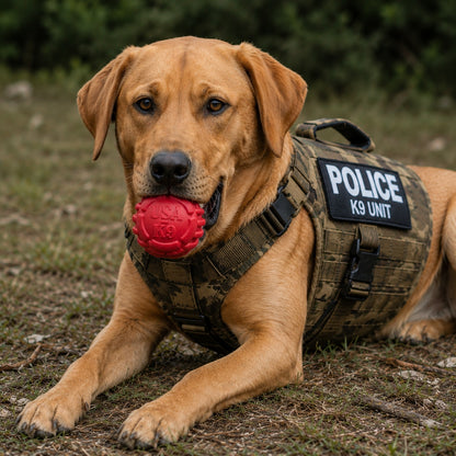 USA-K9 Stars and Stripes Rubber Dog Toy | K9 Handler Reward Toy | Red | USA Made - SodaPup/True Dogs, LLC
