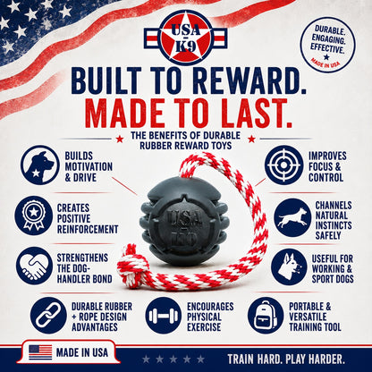 USA-K9 Magnum Stars and Stripes Rubber Dog Toy | K9 Handler Reward Toy | USA Made - SodaPup/True Dogs, LLC