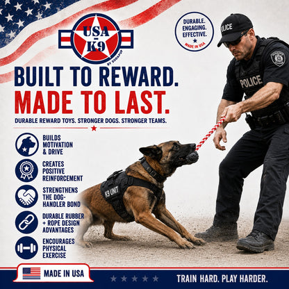 USA-K9 Magnum Stars and Stripes Rubber Dog Toy | K9 Handler Reward Toy | USA Made - SodaPup/True Dogs, LLC
