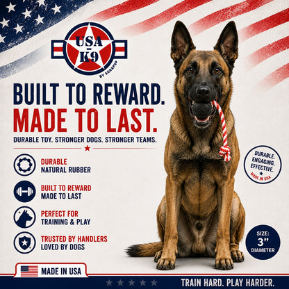 USA-K9 Magnum Stars and Stripes Rubber Dog Toy | K9 Handler Reward Toy | USA Made - SodaPup/True Dogs, LLC