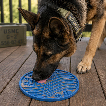 SodaPup USA-K9 Stars Stripes Design eMat Enrichment Lick Mat Dogs Cats Suction Cups | USA Made