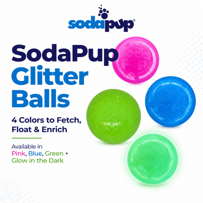 Glitter Ball  Dog Toy | Soft PUP-X Rubber Floating Fetch Ball with Treat Dispenser | USA Made - SodaPup/True Dogs, LLC
