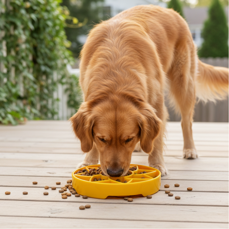 SodaPup Sunflower Softie eTray Slow Feeder Dog Bowl | Soft Shallow Lick Mat Yellow & Purple USA Made