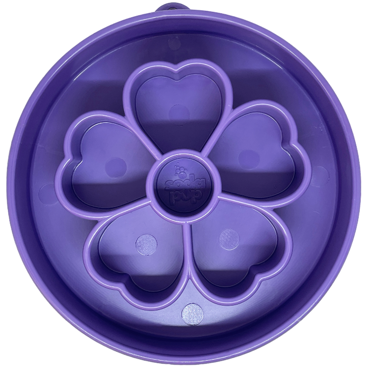 SodaPup Flower eBowl Deep Slow Feeder Dog Bowl Enrichment | USA Made Purple