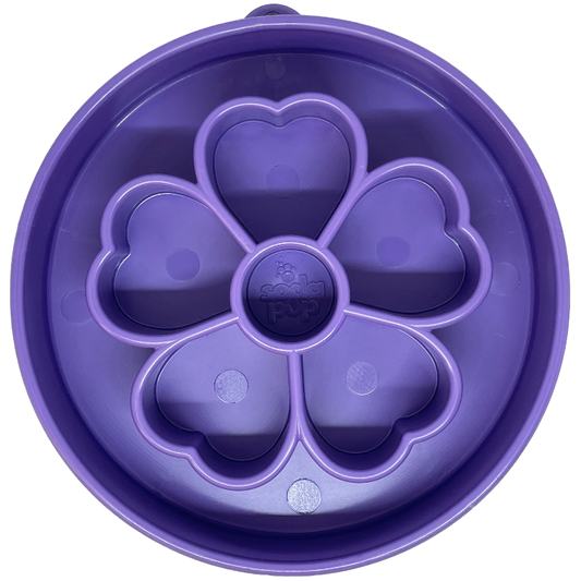 SodaPup Flower eBowl Deep Slow Feeder Dog Bowl Enrichment | USA Made Purple