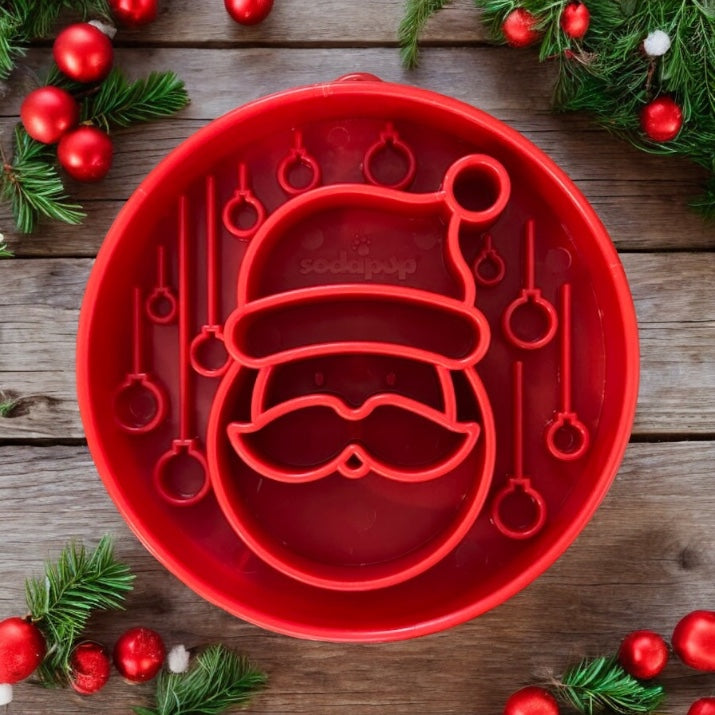 ドッグフード santa Santa Christmas Slow Feeder Dog Bowl | Holiday Gift | SodaPup USA