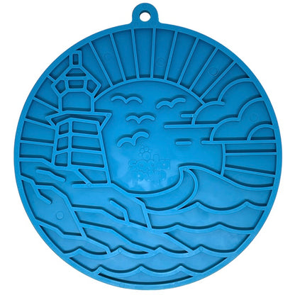 SodaPup Lighthouse eMat Enrichment Lick Mat Dogs Cats Suction Cups | USA Made Dark Blue