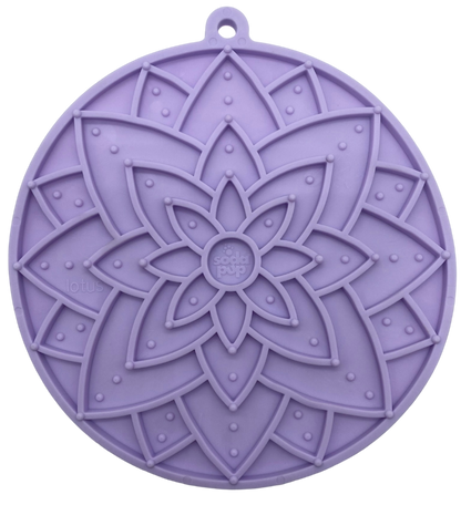 SodaPup Lotus Design emat Enrichment Lick Mat Dogs Cats Suction Cups | USA Made Pastel Purple
