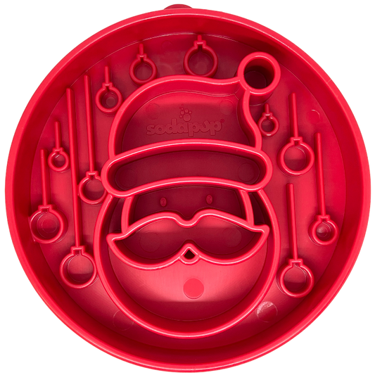 SodaPup Santa Christmas eBowl Deep Slow Feeder Dog Bowl Enrichment | USA Made red