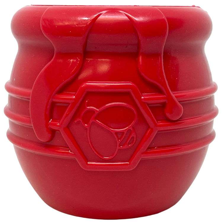 SodaPup Honey Pot Dog eCup Treat Dispenser | Durable PUP-X Rubber Enrichment Toy USA Made XL Red