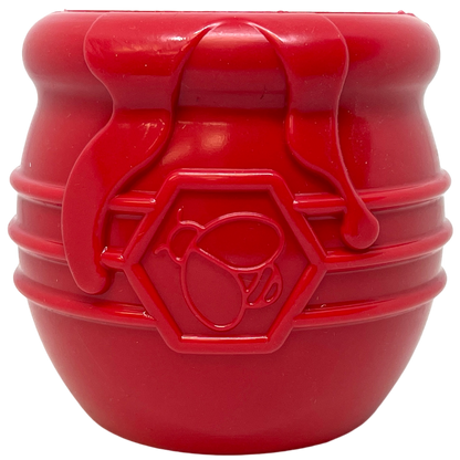 SodaPup Honey Pot Dog eCup Treat Dispenser | Durable PUP-X Rubber Enrichment Toy USA Made XL Red