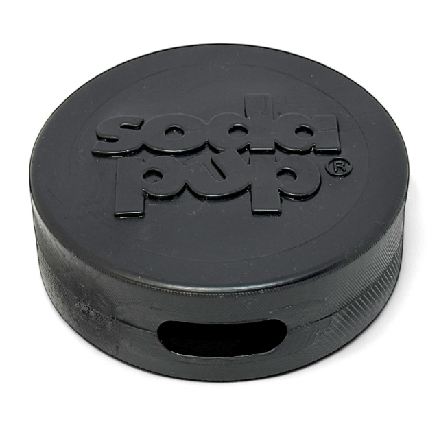 SodaPup Hockey Puck Bully Stick Holder Durable Rubber Treat & Chew Toy USA Black