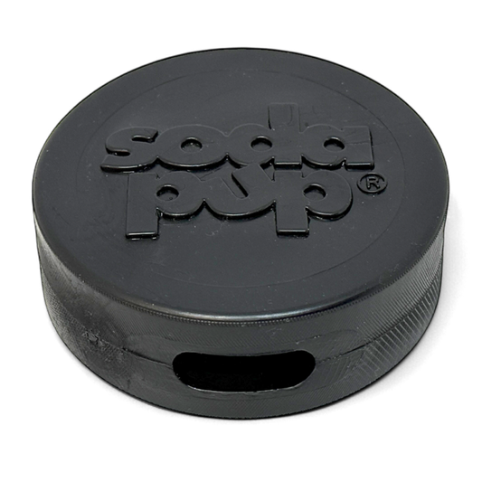 SodaPup Hockey Puck Bully Stick Holder Durable Rubber Treat & Chew Toy USA Black
