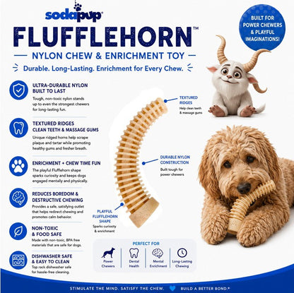 SodaPup Flufflehorn Dental Antler Indestructible Nylon Dog Chew Toy XL | USA Made