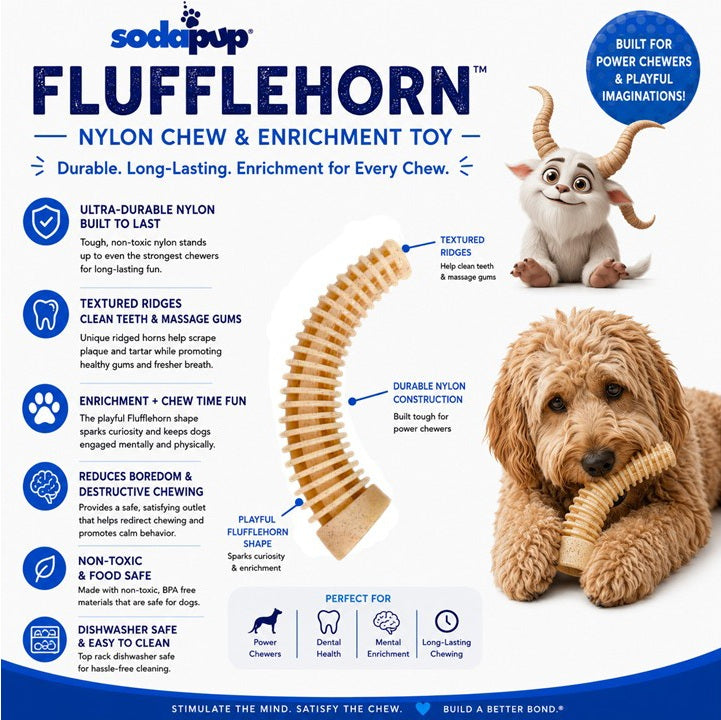 Flufflehorn Dental Antler - Indestructible Nylon Dog Chew Toy XL