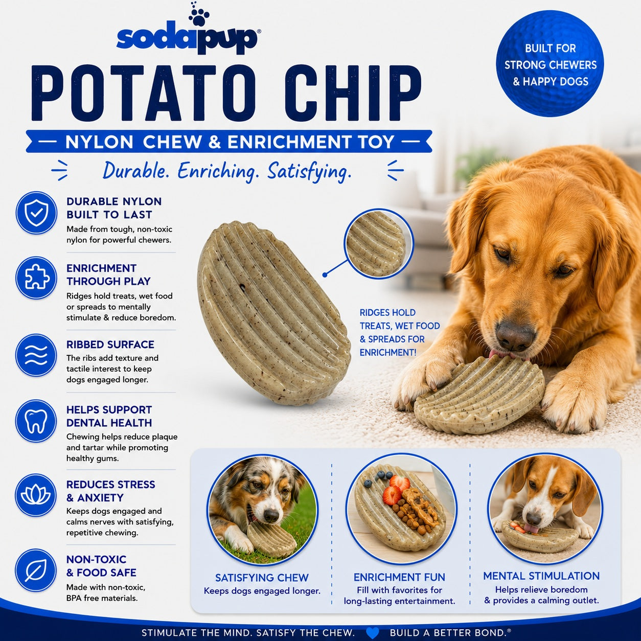 ドッグフード INAHO Potato Chip Nylon Chew & Enrichment Toy | 2-in-1 for Aggressive