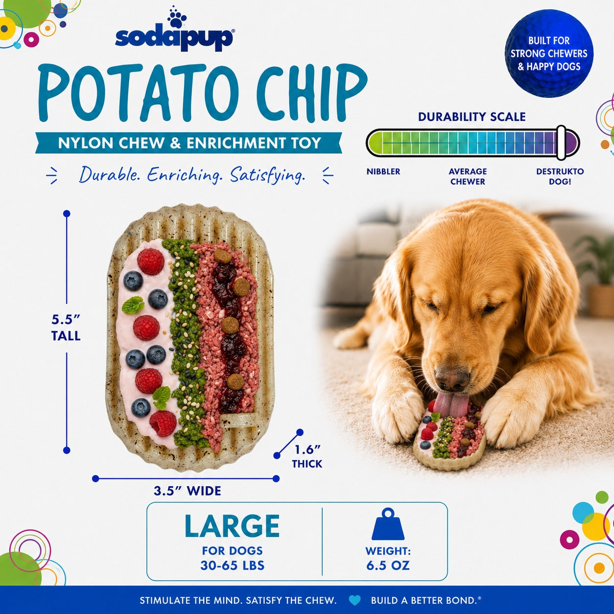 Potato Chip Nylon Chew & Enrichment Toy | 2-in-1 for Aggressive