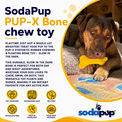 PUP-X Rubber Bone Dog Toy - Durable, Floats, Chew Toy for Large Dogs | USA - SodaPup/True Dogs, LLC