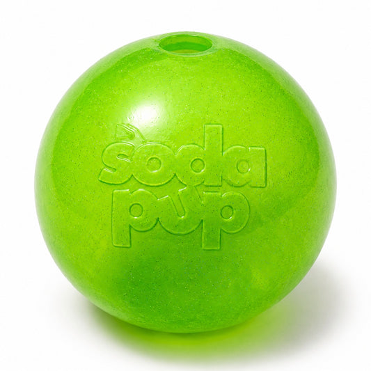 Green Glitter Ball 2-Pack Dog Toy | Soft PUP-X Rubber Floating Fetch Ball with Treat Dispenser | USA Made - SodaPup/True Dogs, LLC