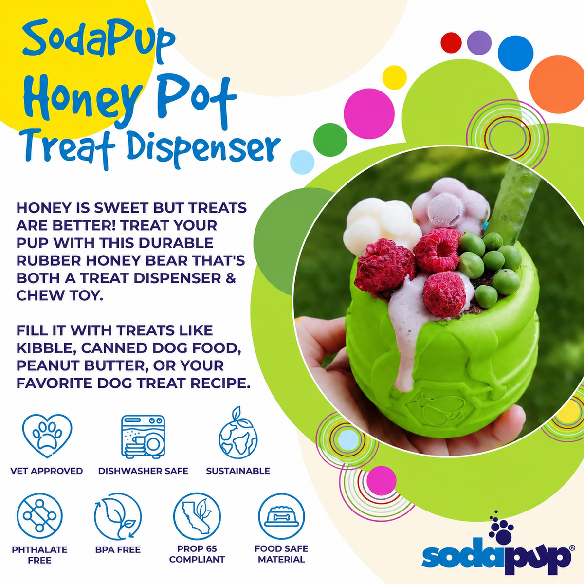 Get Honey Pot Durable PUP-X Rubber Enrichment Toy at Sodapup