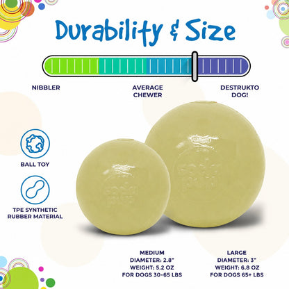 Squeak Ball - Glow in the Dark - Durable Squeaky Dog Toy, Floats, Chew Toy | USA Made