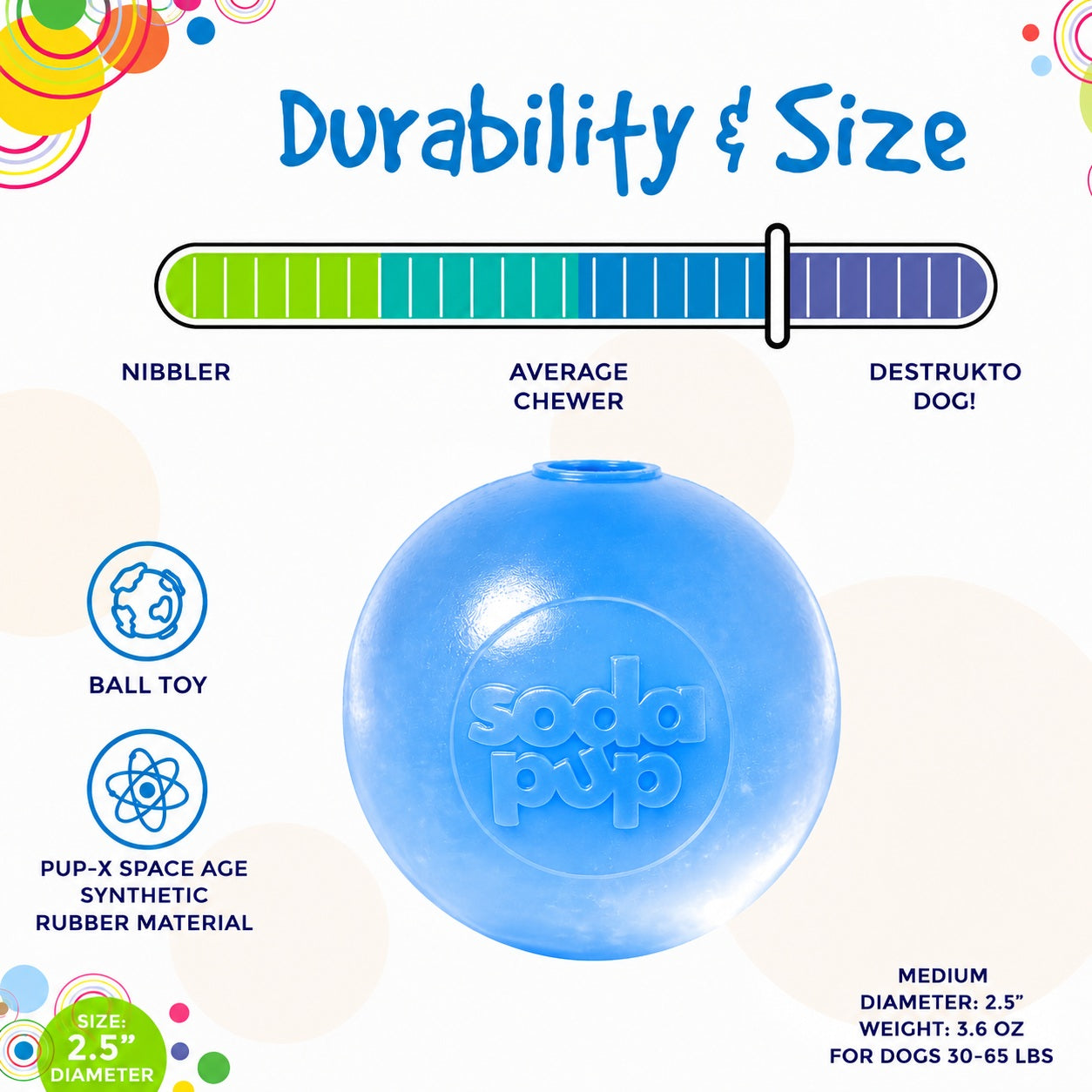 Strobe Ball Light-Up Dog Toy - Durable Floating Chew Ball | Made in USA - SodaPup/True Dogs, LLC