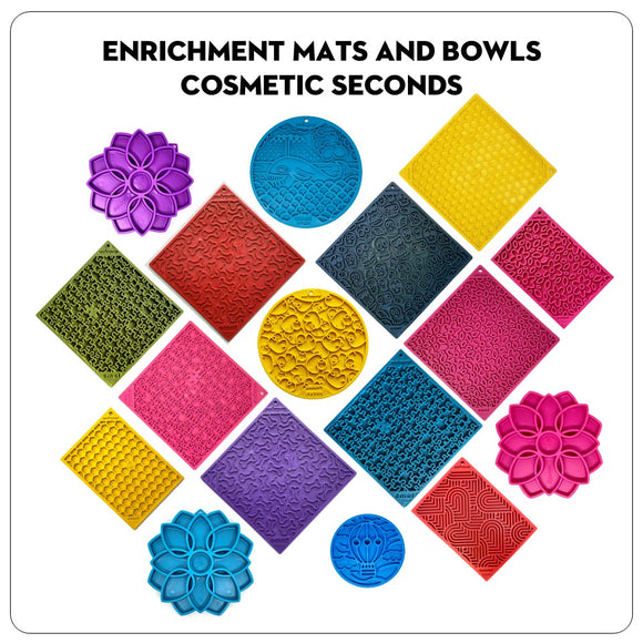 BOX OF 20 COSMETIC SECONDS - ENRICHMENT MATS, COINS, TRAYS