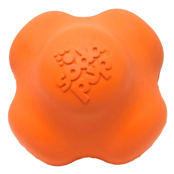 SodaPup Crazy Bounce Rubber Dog Chew Toy Power Chewers | Retrieving Ball USA Made Large Orange Squeeze