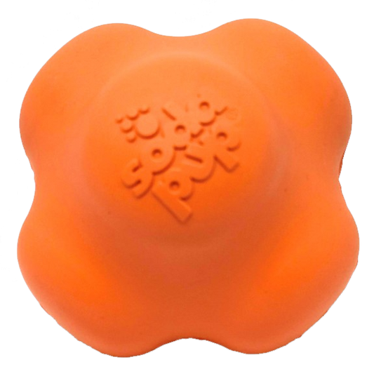 SodaPup Crazy Bounce Rubber Dog Chew Toy Power Chewers | Retrieving Ball USA Made Large Orange Squeeze
