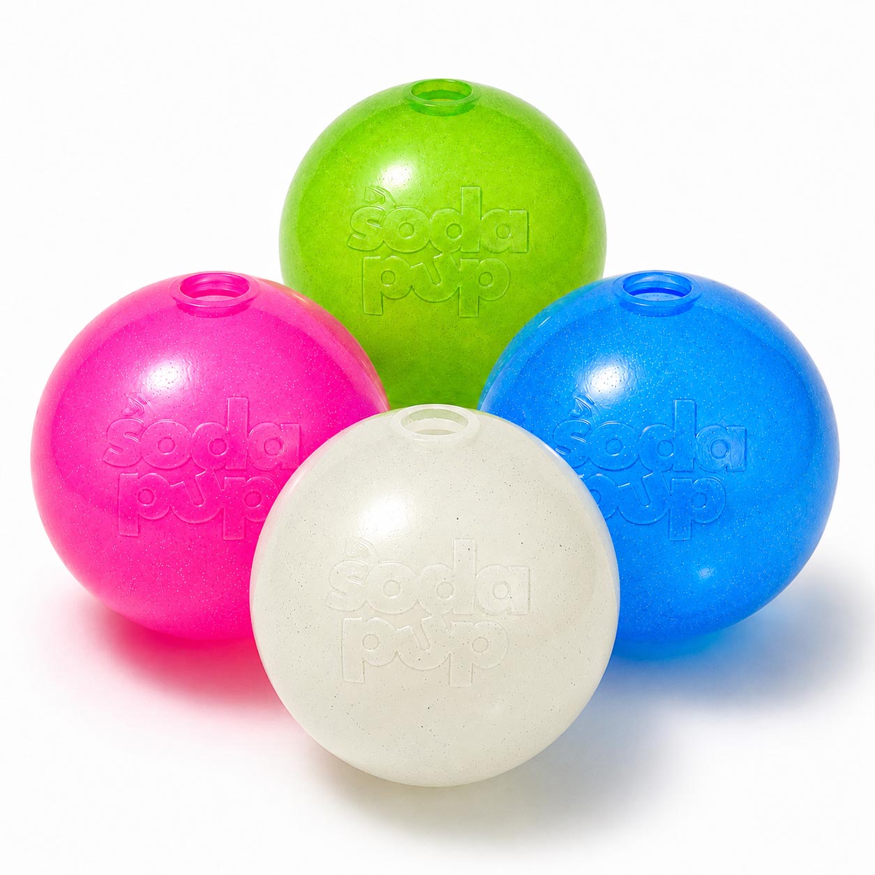 Glitter Ball  Dog Toy | Soft PUP-X Rubber Floating Fetch Ball with Treat Dispenser | USA Made - SodaPup/True Dogs, LLC