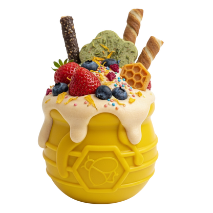 SodaPup Honey Pot Dog eCup Treat Dispenser | Durable PUP-X Rubber Enrichment Toy USA Made