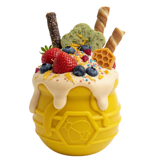 SodaPup Honey Pot Dog eCup Treat Dispenser | Durable PUP-X Rubber Enrichment Toy USA Made