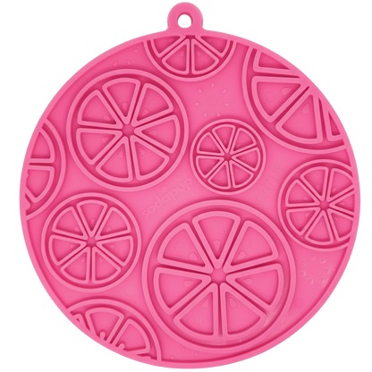 SodaPup Citrus Design eMat Enrichment Lick Mat Dogs Cats Suction Cups | USA Made Pink