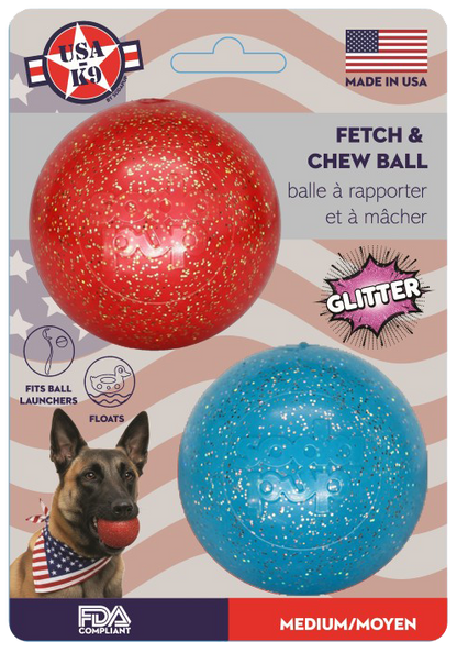 Glitter Ball 2-Pack Dog Toy | Soft Rubber Floating Fetch Ball with Treat Dispenser | USA Made - SodaPup/True Dogs, LLC