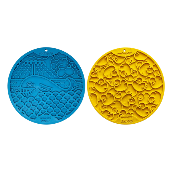Large Blue Whale & Large Yellow Duckies Bathtub eMat Lick Mat Bundle