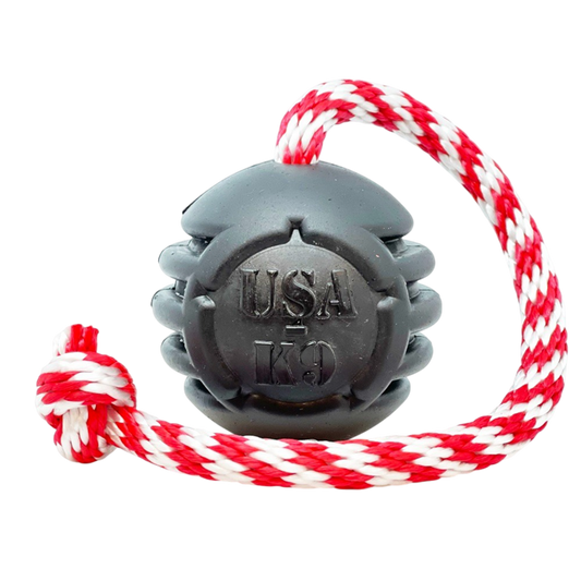SodaPup USA-K9 Magnum Stars Stripes Rubber Dog Toy | K9 Handler Reward USA Made LARGE BALL