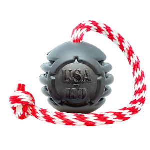 USA-K9 Magnum Black Stars and Stripes Ultra-Durable  Rubber Chew Toy, Reward Toy, Tug Toy, and Retrieving Toy - Black