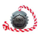 USA-K9 Magnum Black Stars and Stripes Ultra-Durable  Rubber Chew Toy, Reward Toy, Tug Toy, and Retrieving Toy - Black