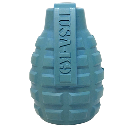 SodaPup USA-K9 Grenade Rubber Dog Chew Toy | K9 Handler eDispenser Red & Blue USA Made LARGE STEEL