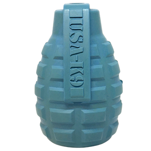 USA-K9 Grenade eDispenser Durable Rubber Chew Toy & Treat Dispenser - Steel Blue - SodaPup/True Dogs, LLC