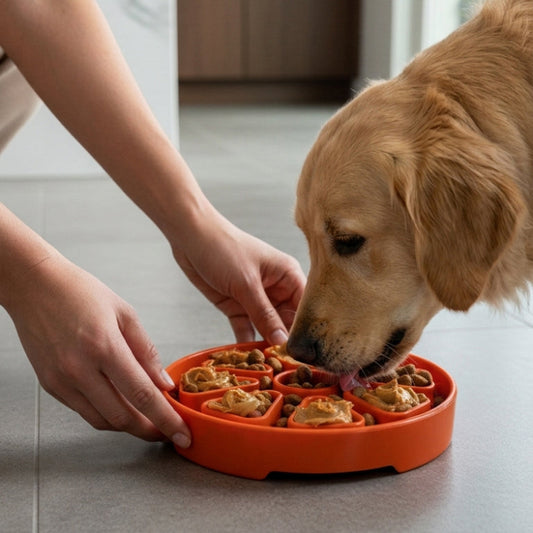 SodaPup Citrus Softie eTray Shallow Slow Feeder Dog Bowl | USA Made
