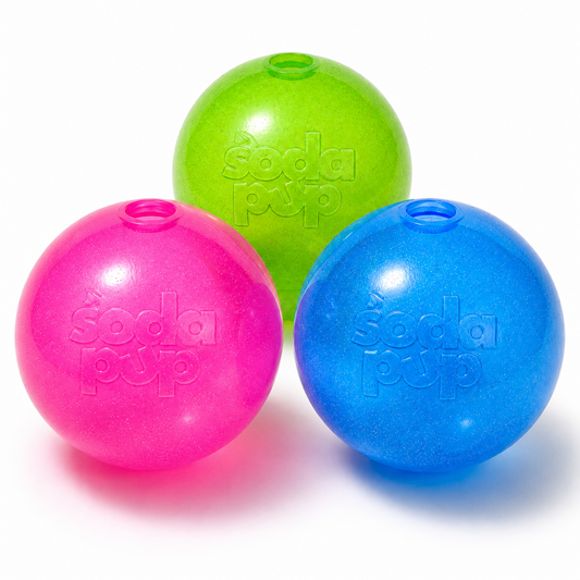 Glitter Ball  Dog Toy | Soft PUP-X Rubber Floating Fetch Ball with Treat Dispenser | USA Made